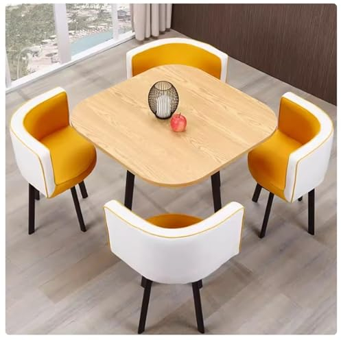 Holz Küchentisch mit Stühlen, Runder / Quadratischer Dining Table Set 4 Chairs, Dining Table Set 80cm / 31.5in, für Essgruppe, Küchen, Besprechungstisch, Essgruppe, Küchentisch Klein, Balkone(A-2)