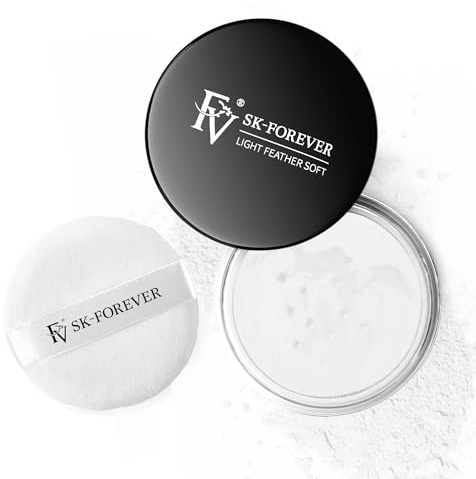 FV Cipria Trasparente Fissante, Controllo Dell'olio, Finitura Opaca, Lunga Durata, Leggera, Adatta a Tutti i Tipi di Pelle - Cipria in Polvere Ideale per Viaggio, 3g