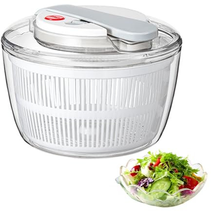 Pasdrucn 3L Salatschleuder Mit Deckel, Salad Spinner,Salatschleuder Faltbar, Salatdressing Shaker Zum Waschen Und Trocknen Von Salat, Drücken Sie Salatschleuder (Weiß)