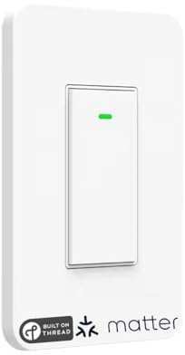 SmartSetup Switch (Matter) Smart Switch, App & Voice Control, Thread, Works with Apple Home, Alexa, Google Home, SmartThings, 100% Privacy, requires Thread Border Router, Neutral Wire Required