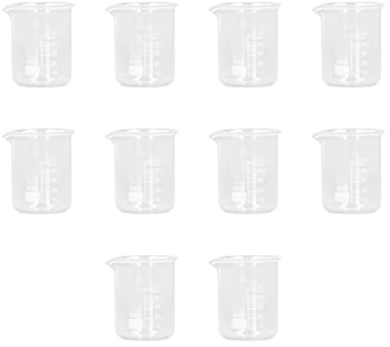 10 St 50 Ml Graderad Cylinderbägare med Klar Skallinje, Tjockt Borosilikatglas, syra- och Alkalibeständigt, för laboratorie- och Köksprojekt, Lämplig för de Flesta Lösningsmedel