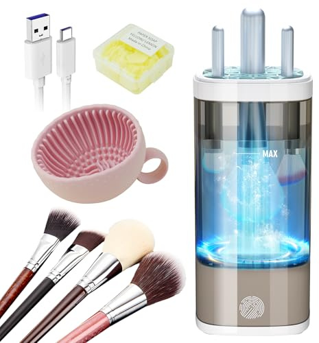 LOZLTX Pinselreiniger Make Up Elektrisch【Stärkste Reinigungsleistung - Medizinische UV-Lampe+7000RPM】Pinsel Reinigungsgerät【Perfektes Design - Kompatibel mit Allen Bürsten】Exklusiv Make-Up-Fans Grau