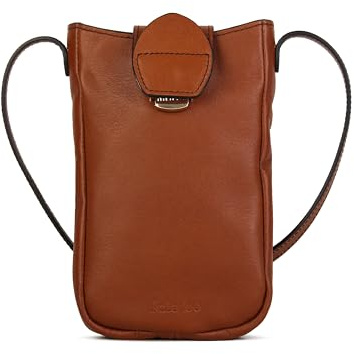 Kate Lee Damen Sac en Cuir Pochette Téléphone Fiolaine Cognac Ledertasche