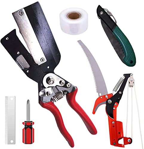 SXYKXYDL Garten-Pfropfwerkzeug-Gartenscheren-Set, multifunktionales Gartenscheren-Set mit Pfropfbändern und Ersatzklingen, Pflanzenzweig-, Reben- und Obstbaum-Schneideschere, perfekt für Obstbäume