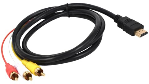 Kighdel HDMI RCA Cable 1.5m - Red Yellow White AV Adapter Converter for TV/HDTV/DVD/1080p/LCD Projectors With Phono Connector