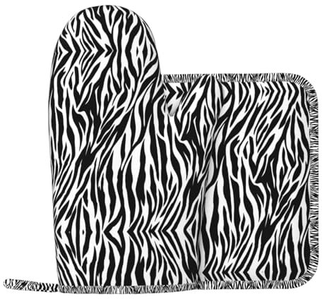 Zebra Print Silicone Oven Gloves Pot Mats Oven Gloves Microwave Oven Gloves Kitchen Cooking Gloves