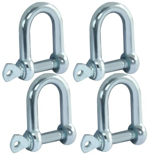 Cjueiom 4 Pcs M6 D Ring Shackle, Heavy Duty Carbon Steel Screw Pin Shackles for Anchor, Towing, Off Road Recovery, Construction, Vehicle Recovery, Hauling