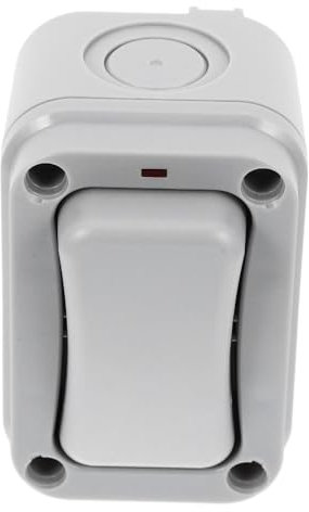 Mipcase Interruptor De Luz Exterior Ip66 Botón De Timbre y Luz Led Integrada, Caja Resistente Intemperie Para Muro, Gris Oscuro, Adecuado Para Jardín y Patios, Instalación Mural, Uso Exterior