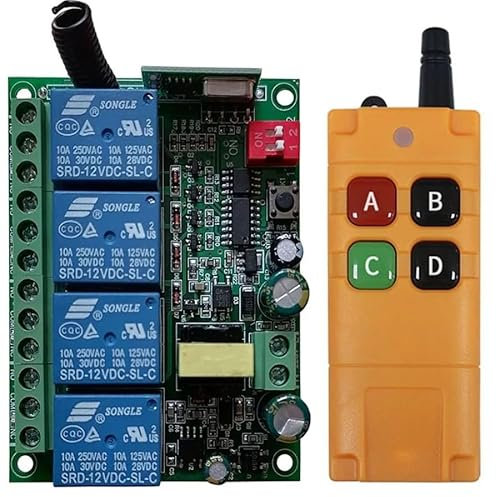 50 ~ 200 m ac110 v 220 v 230 v 4ch mando a distancia inalámbrico LED interruptor de luz salida relé radio RF transmisor y receptor 433 MHz (con 1 RF)