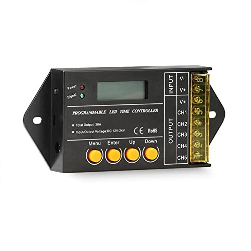 Agwuoetr TC420-SJ Mini Controlador de Programa de Temporizador para Tira de Luz LED de 5 Canales, Salida Total 20A MAX.