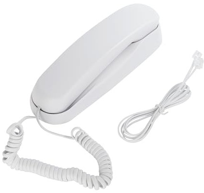 White OF-990 Slimline Telephone Wall-Mountable Basic Corded Telephone No AC Power Required, Corded Home Phone
