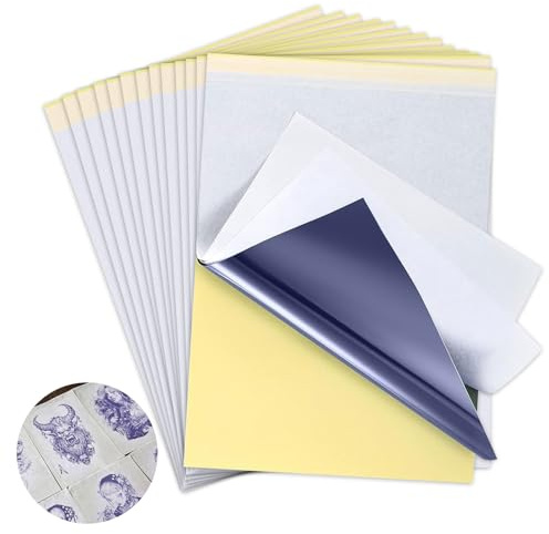 ErShiPing 55 Fogli Carta per Trasferimento di Tatuaggi, Formati A4 Tattoo Transfer Paper, Carta per Stencil per Tatuaggio Copia, Carta per Tracciatura di Carbonio per Tatuaggio
