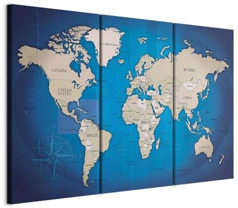 murando - Quadri Moderni Fonoassorbenti per Soggiorno, Bussola, 60x40 cm | Chiodi Inclusi, 3 Pezzi, Quadro Moderno Fonoassorbente, Schiuma Acustica, Protegge da Rumori, Resistenti Allo Sbiadimento