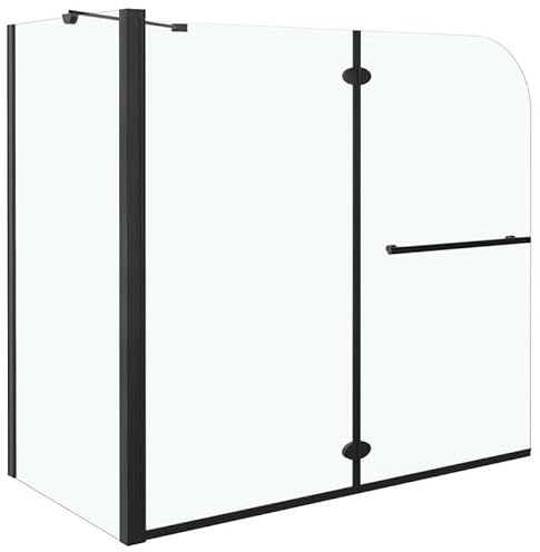 Inserto per vasca da bagno pieghevole a 2 scomparti, 120 x 68 x 130 cm, inserto per cabina doccia in vetro di sicurezza monolastra, lega di alluminio e acciaio inox, salvaspazio e stabile per piccoli