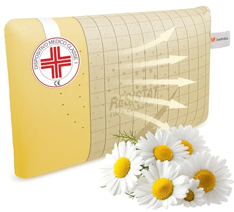 BELTALIA Cuscino Cervicale Memory Foam Aromaterapico – Dispositivo Medico Classe 1 Detraibile – Traspirante con Fori Surround – Fodera Resistat – Made in Italy - (1, Camomilla Resistat, 73x43 H14)