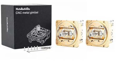 ZCDYGHU pour HelloRadio VG01 CNC Aluminium Hall Gimbal pour Stabilisateur pour V16 V14 Contrôleur Compatible T18 TX16 Boxer RC Drone pour FPV(2PCS Gold)
