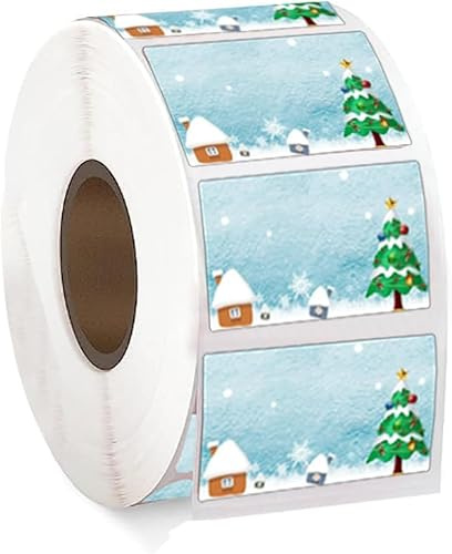 God jul klistermärken, 6,5 x 3,5 cm jul direkt termiska etiketter för etikettskrivare kuvert tätningar semester klistermärke presentetikett klistermärken, 500 st