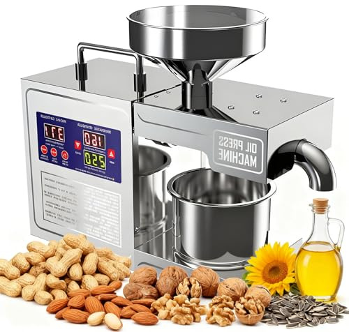 levigationlu Pressa Olio Elettrico Frantoio Olive, Macchina Schiaccia Olive, 820W Frantoio per Olive a Freddo E a Caldo, con Regolatore di Temperatura Intelligente (40-300℃), Semi E Noci