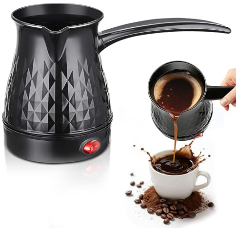 Blomise Elektrische Türkische Kaffeekanne, 500ML Espressokocher, Induktion Kaffeemaschine, Milchkanne Mokkakanne mit Griff, Mocha Pot für Reise, Büro, Mocca Tee