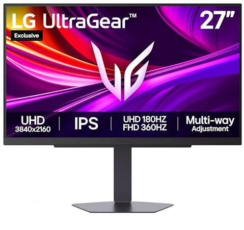 LG UltraGear G8 27G81ZA Gaming Monitor (Excl.)- 4K UHD IPS 27 Inch, 180Hz | 360Hz - Dual-Mode, 1ms GtG, FreeSync Premium, HDR 400, Multi Adjustable display, HDMI 2.1, DP1.4(DSC), Black