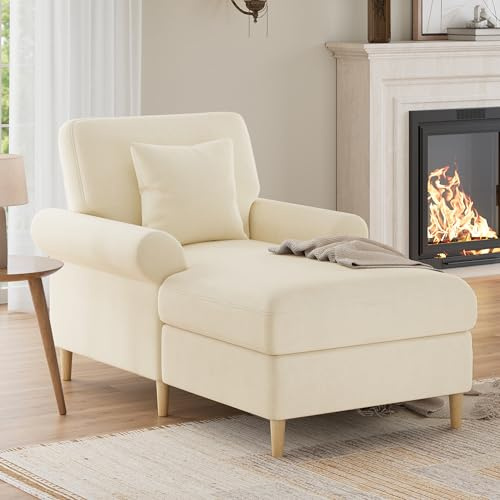 YAIXBNG Vadderad relaxfåtölj, vikbar sovfåtölj, bekväm läsfåtölj, loungefåtölj, XXL stor lässtol, sammetsöverdragen loungefåtölj, sittsäck för vardagsrum och sovrum, beige