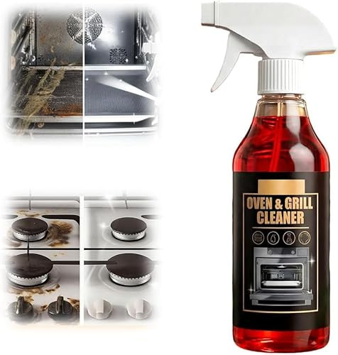 Oven Cleaner Heavy Duty, Oven and Grill Cleaner Spray, Fast-Acting Heavy-Duty Grill Degreaser Spray for Ovens, Hobs & Grills, Multi-surface Kitchen Cleaner, Removes Baked-On Grease,Food Residue (1PC)