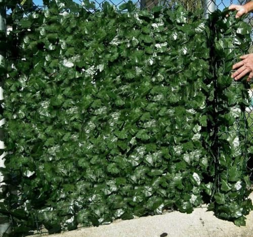 Valla de hiedra artificial, rollo de setos de hojas artificiales verdes, panel de pantalla de hiedra de valla de privacidad, enrejado de hojas para balcón, decoración de pared (hojas de camote oscuro