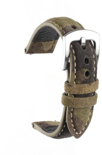 sjniosn 20 mm klockarmband i mockaläder 18 mm 19 mm 22 mm band Vintage handgjorda klockarmband Gråbruna Ersättningsbälten for klocktillbehör(Camouflage,19mm)
