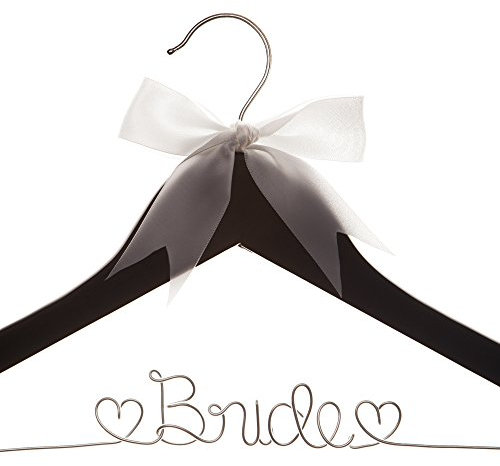 Kleiderbügel „Bride To Be“ Schwarz mit silbernem Draht