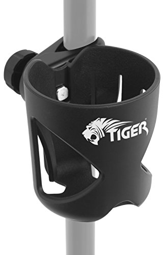 TIGER MSA79-BK Getränkehalter zum Anklemmen für Notenständer, Mikrofonständer und Trommelständer, Getränkehalter für Sänger, Schlagzeuger, Gitarristen und Bassisten