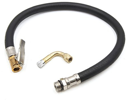 sourcing map 35cm Auto Luft Reifen Inflator Schlauch mit Gold Ton 90 Grad Ventilverlängerung
