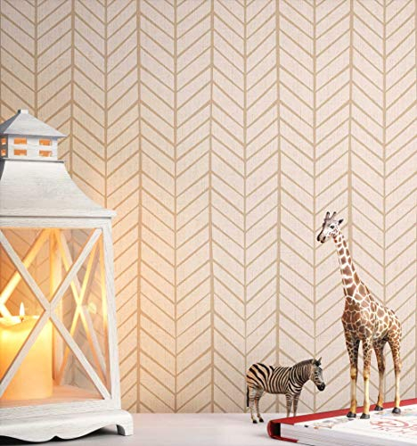 NEWROOM Kindertapete beige Fischgräten Muster Kinder Vliestapete Vlies Kindertapete Kinderzimmer Babytapete Babyzimmer Grafisch