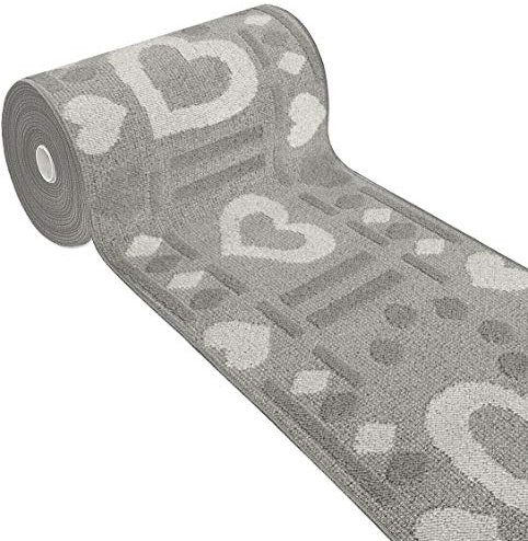 emmevi Alfombra de cocina antideslizante con corazones 3D, lavable, moderna, varios tamaños, mod. Clelia Dis.A, 50 x 75 cm, gris