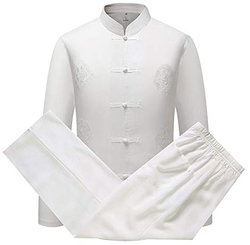 keephen Herren Tang Anzug Traditionell Chinesisch Kleidung Kampfkunst Kung Fu Kostüm Hanfu Lange Ärmel/Kurzarm Hemd Mantel Tops und Hose