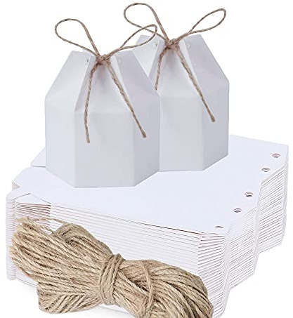 30 stycken gör-det-själv-presentaskar, små presentaskar, godis, papper, kraftpapper, för bröllop, födelsedag, årsdagar (vit)