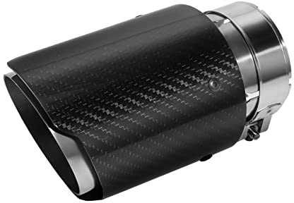 63mm Auspuffspitzen Auspuff Edelstahl und Glänzende Kohlefaser Auto Auspuff Endrohr, Einlass 2,5 Auslass 3,5(Glänzendes Schwarzes Silber)