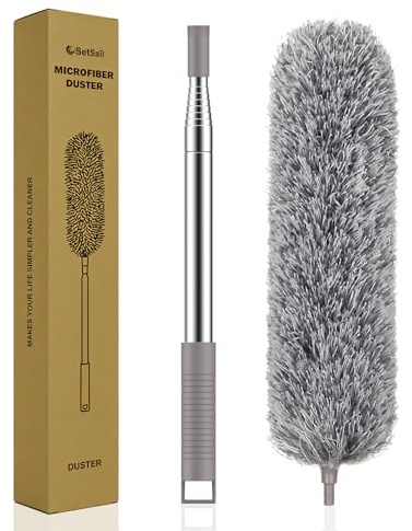 SetSail Extra-Long Dusters with Extension Pole 100-inch for Cleaning, Bendable Microfiber Head Washable Ceiling Fan Duster for High Ceilings, Furniture