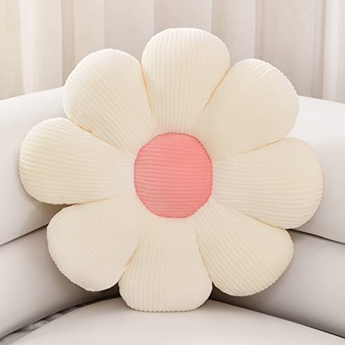 Sioloc Flower Shaped Throw Pillow Butt Cushion, Floor Pillow,Seating Cushion,Cute Room Decor & Plush Pillow for Bedroom Sofa Chair(White,15.7'')