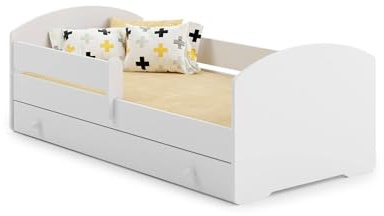 Dmora - Einzelbett Kalisz, Struktur des Lagerbetts, Sommier mit Abdeckung, Bettrahmen aus Stoff, 164x88 h63 cm, Weiß