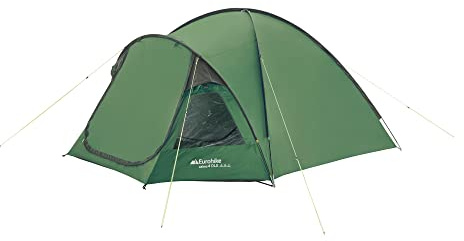 Eurohike Cairns Deluxe Nightfall™ 4 Man Tent with Darkened Bedroom, Porch & Sewn In Groundsheet, 4 Person, Waterproof & Easy to Pitch, Ideal for Family Camping Trips & Festivals, 2000mm HH (Green)