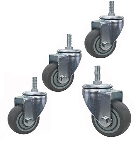 XUAN M12 Gewindestift Lenkrollen Schwerlastrollen 75/100/125mm Transportrollen Gummirollen Mit Bremse Pro Rollen Tragkraft 70kg (Color : 4*Swivel, Size : 100mm)