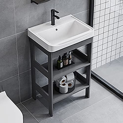 Lavabo in ceramica Bianco Lavatoio Lavello in ceramica Lavandino con piedistallo Lavello da Cucina for ristoranti, bagni,Garage, Magazzini,il Bagno e Toilette,Ceramic Wash Basin ( Size : L43xW35xH78cm