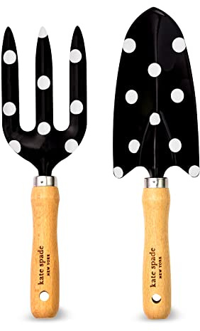Kate Spade New York 2 Piece Gardening Hand Tools, Cute Garden Tool Set Includes Hand Rake and Trowel (Picture Dot)