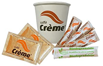 Serti de 100 sachets de cassonade + 100 gobelets en papier + 100 palettes biodégradables - Coffee Crème
