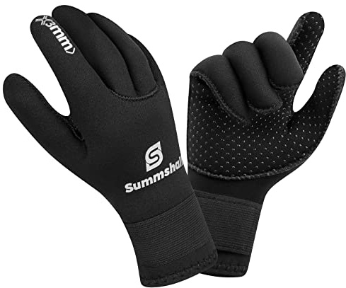 Summshall Gants de Plongée 3mm Gants Neoprene pour Homme Femme Thermiques Antidérapants Gants Plongée pour Surf, Kayak, Plongée en apnée, Voile, Canotage