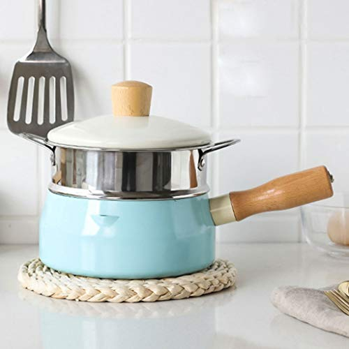 Cazos Cacerola para leche Cacerola antiadherente de aleación de aluminio Tapa de vidrio Olla para sopa Cacerola antiadherente Cacerola con tapa de vidrio con vaporera (Azul) Cacerola para leche/cacero