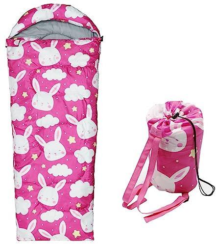 Kinder-Schlafsäcke – Camping-Schlafsäcke mit Tragetasche – kompakter Schlafsack zum Wandern, Rucksackreisen, 3 Jahreszeiten, warmes und kühles Wetter, leicht, wasserdicht, Outdoor-Reisen für Jungen