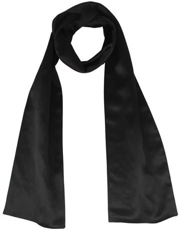 100% Silk Scarf for Women 58”*6.4” Long Shawls for Headscarf and Neck- Oblong Hair Wraps with Gift Packed (Solid Color-Black)