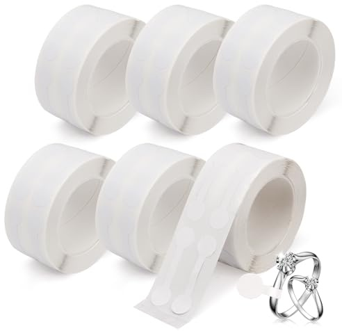 Modixun Schmuck-Preisschilder, Blanko-Schmuckanhänger für Preise, selbstklebende Ringe, Ohrringe, Halsketten, kleine Preisaufkleber, Etiketten für den Einzelhandel, 6 Rollen, Weiß, 3000 Stück