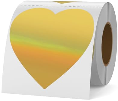 YIKIADA Gold Thermo Etiketten Vinyl 76 mm Holographic Rolle Selbstklebend Wasserdicht Aufkleber für Logo Barcode QR Code Kinder Office Home 200 Stück